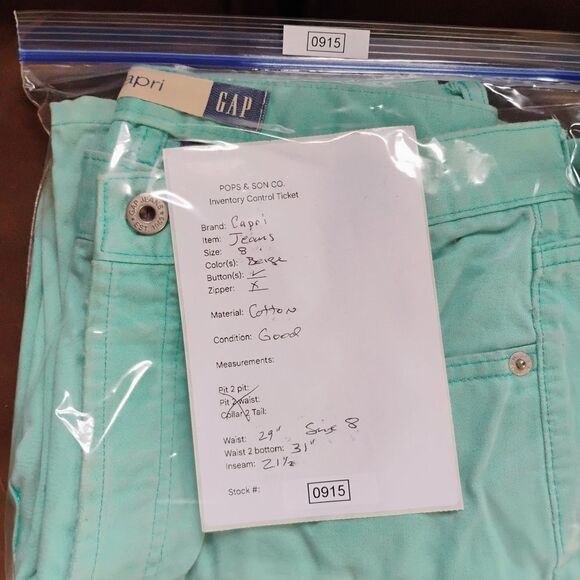 GAP Cream Capris Relaxed Fit Pants Size: 8 SKU 0915 - Picture 5 of 5